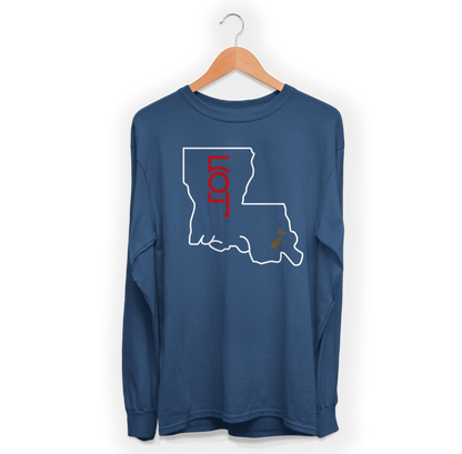 Map Heather Navy Long Sleeve Tee